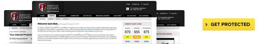 Identity Guard credit report and score Identity Dashboard